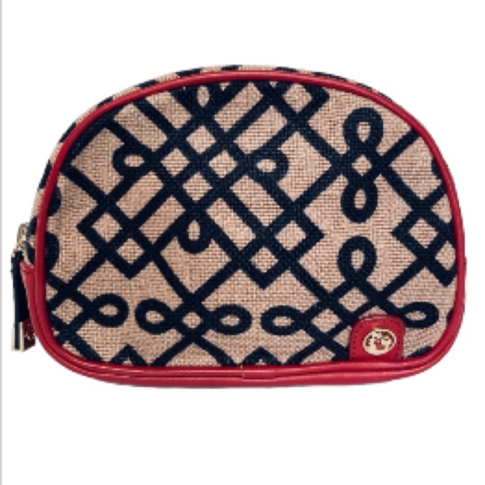 SPARTINA 449 Cosmetic Bag 1715 Lowcountry Natural Linen & Genuine Leather